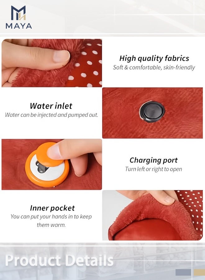 Maya Electric Hot Water Bottle For Pain Relief, Rechargeable Hot Water Bottle With Fleece Cover, Hot Water Bag For Back, Neck, And Hand And Foot Warming（random color） - Image 3